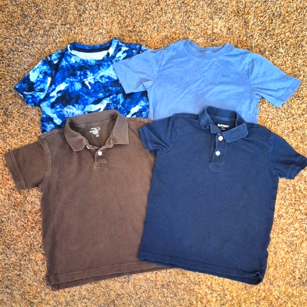 Lot of 4 Kids' Assorted Old Navy/Wonder Nation Short Sleeve Polo and T-Shirts